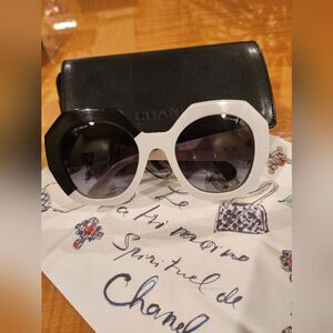 Chanel Elegant Black and White Sunglasses